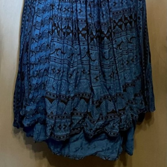 Free People Retro Boho Black & Blue vintage style peasant dress - Picture 11 of 12